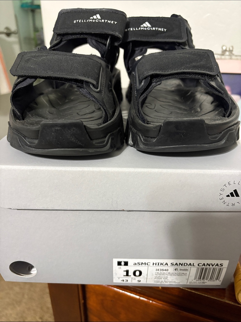 Adidas by Stella McCartney adult Black Open-Toe Adjustable Sandals